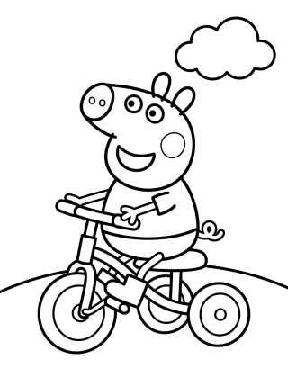 Desenho de George Pig Riding his Tricycle para colorir e imprimir grátis