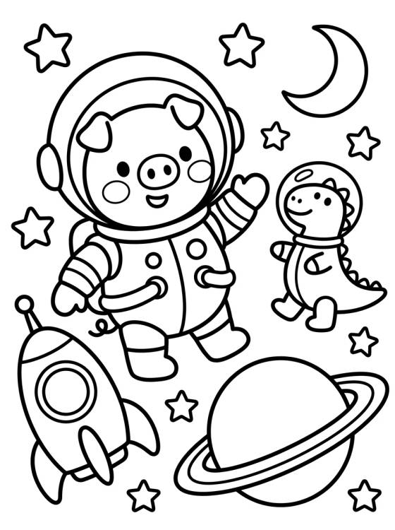Desenho de Astronaut George Pig in Space para colorir e imprimir grátis