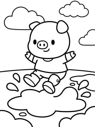 Desenho de George Pig Playing in Muddy Puddles para colorir e imprimir grátis