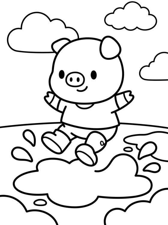 Desenho de George Pig Playing in Muddy Puddles para colorir e imprimir grátis