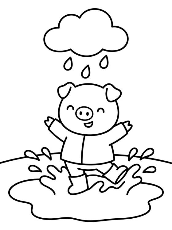 Desenho de George Pig Playing in Muddy Puddles para colorir e imprimir grátis