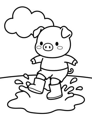 Desenho de George Pig Jumping in Muddy Puddles para colorir e imprimir grátis