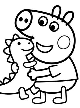 Desenho de George Pig with Mr. Dinosaur para colorir e imprimir grátis