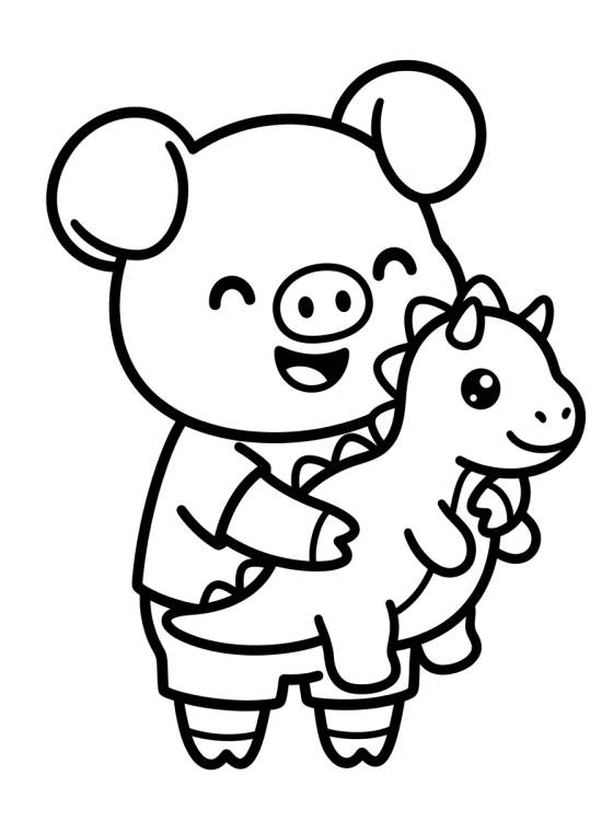 Desenho de George Pig with His Dinosaur para colorir e imprimir grátis