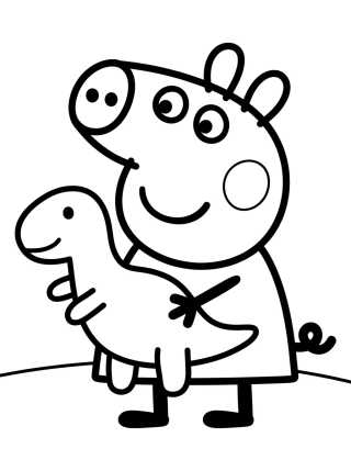 Desenho de George Pig with his Toy Dinosaur para colorir e imprimir grátis