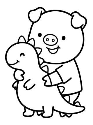 Desenho de George Pig with his Dinosaur para colorir e imprimir grátis