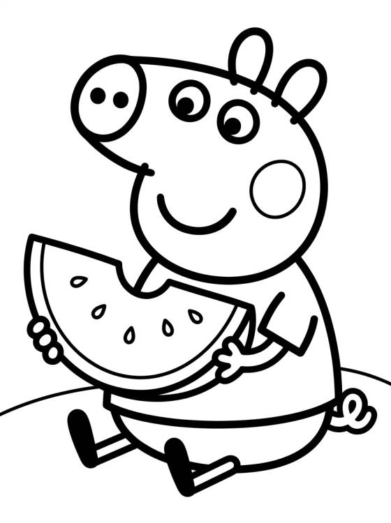 Desenho de George Pig Eating Watermelon para colorir e imprimir grátis