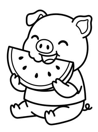 Desenho de George Pig Eating Watermelon para colorir e imprimir grátis