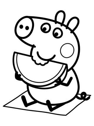 Desenho de George Pig Eating Watermelon para colorir e imprimir grátis