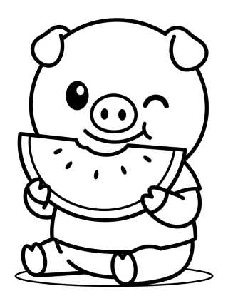 Desenho de George Pig Eating Watermelon para colorir e imprimir grátis
