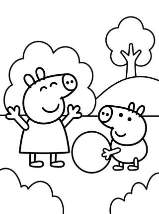 Desenho de George Pig and Peppa Pig Playing para colorir e imprimir grátis