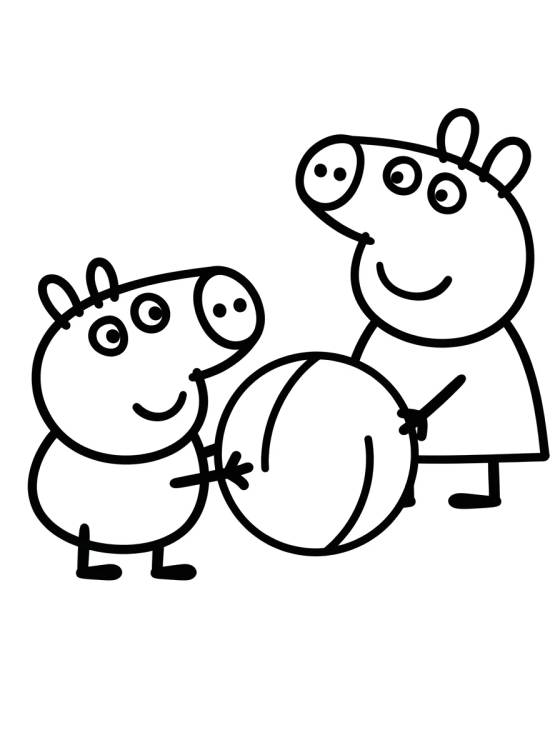 Desenho de George Pig and Peppa Pig Playing para colorir e imprimir grátis