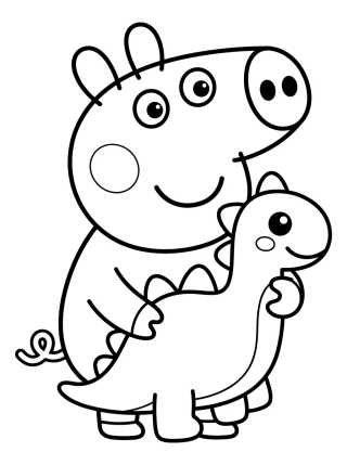 Desenho de George Pig and his Dinosaur para colorir e imprimir grátis