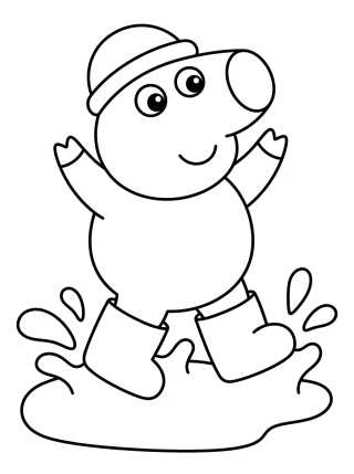 Desenho de George Pig Jumping in Muddy Puddles para colorir e imprimir grátis