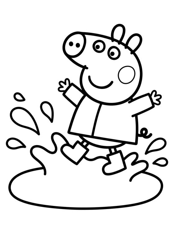 Desenho de George Pig Jumping in Muddy Puddles para colorir e imprimir grátis