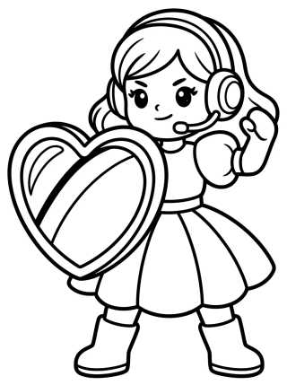Desenho de K-Pop Warrior with Heart Shield para colorir e imprimir grátis
