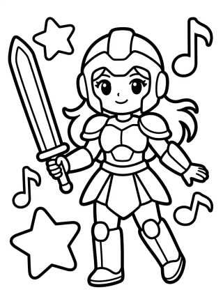 Desenho de K-Pop Warrior Dancing with Light Sword para colorir e imprimir grátis