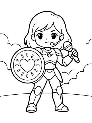 Desenho de K-Pop Warrior Defending the Stage para colorir e imprimir grátis