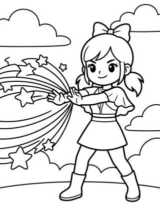 Desenho de K-Pop Warrior in Magic Combat Pose para colorir e imprimir grátis