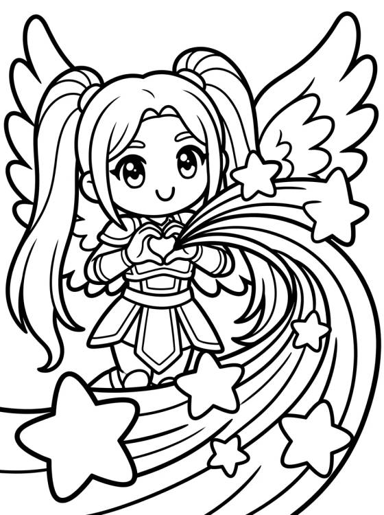 Desenho de K-Pop Warrior Shooting Star Power para colorir e imprimir grátis
