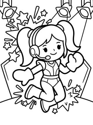 Desenho de K-Pop Warrior on the Futuristic Stage para colorir e imprimir grátis