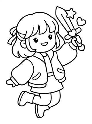 Desenho de K-Pop Leader with Sword Microphone para colorir e imprimir grátis
