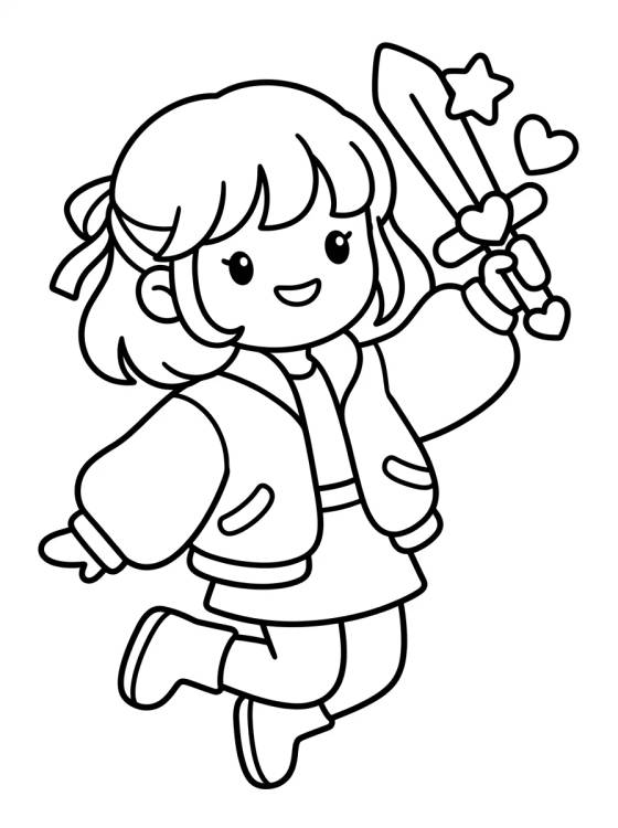 Desenho de K-Pop Leader with Sword Microphone para colorir e imprimir grátis