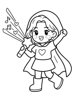 Desenho de K-Pop Leader Casting Musical Note Powers para colorir e imprimir grátis