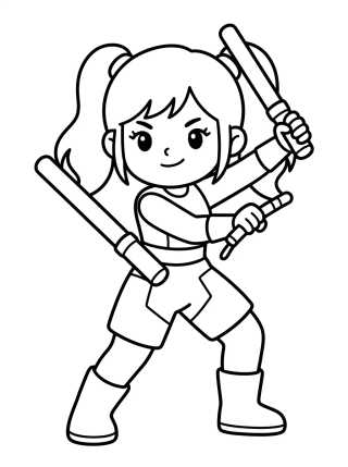 Desenho de Warrior Dancer with Glowing Staffs para colorir e imprimir grátis