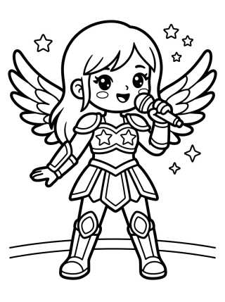 Desenho de K-Pop Warrior Singing on Stage para colorir e imprimir grátis