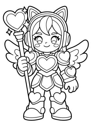 Desenho de K-Pop Warrior in Heart Armor para colorir e imprimir grátis