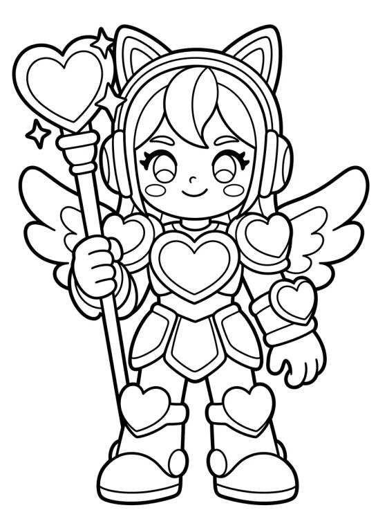 Desenho de K-Pop Warrior in Heart Armor para colorir e imprimir grátis