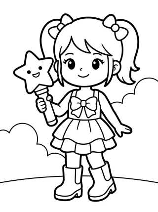 Desenho de K-Pop Warrior with Star Lightstick para colorir e imprimir grátis