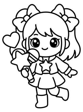 Desenho de K-Pop Warrior with Magic Microphone para colorir e imprimir grátis