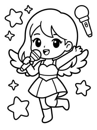 Desenho de Vocalist Warrior with Angel Wings para colorir e imprimir grátis
