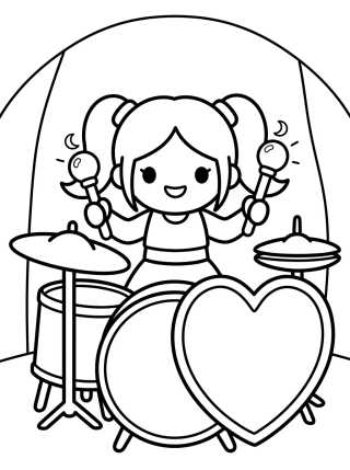 Desenho de Drummer with Heart Shield para colorir e imprimir grátis