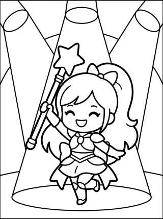 Desenho de Warrior Dancer with Magic Light Stick para colorir e imprimir grátis
