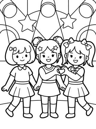 Desenho de K-Pop Warrior Group Thanking the Fans para colorir e imprimir grátis