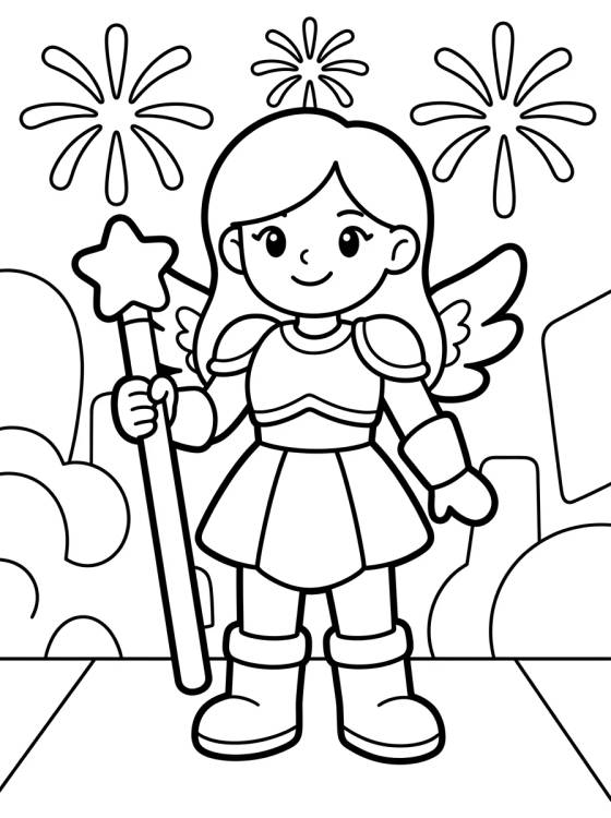 K-Pop Warrior with Magic Wings para colorir Desenho de K-Pop Warrior with Magic Wings para colorir e imprimir grátis