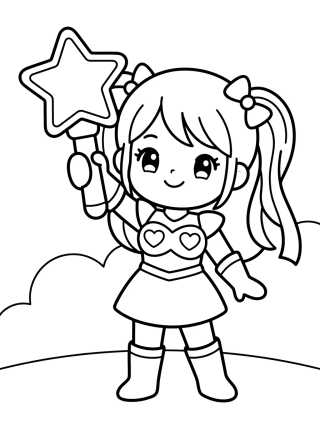 Desenho de K-Pop Warrior with Magic Lightstick para colorir e imprimir grátis