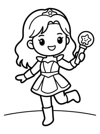 Desenho de K-Pop Warrior Dancing with Lightstick para colorir e imprimir grátis