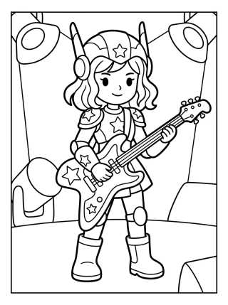 Desenho de Guitarist with Stellar Armor para colorir e imprimir grátis