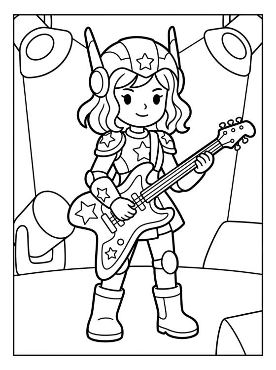 Desenho de Guitarist with Stellar Armor para colorir e imprimir grátis