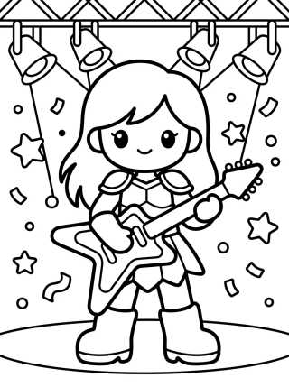 Desenho de Warrior Guitarist in the Spotlight para colorir e imprimir grátis