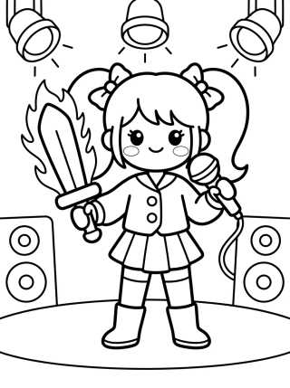 Desenho de Singer with Magical Light Sword para colorir e imprimir grátis