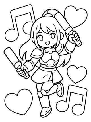 Desenho de K-Pop Warrior Dancer with Neon Glow Sticks para colorir e imprimir grátis