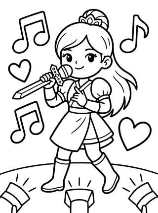 Desenho de K-Pop Warrior Singing on Stage para colorir e imprimir grátis