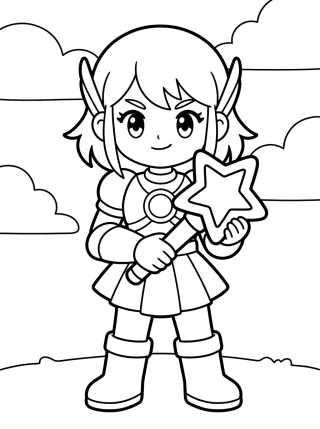 Desenho de K-Pop Warrior with Magical Light Stick para colorir e imprimir grátis