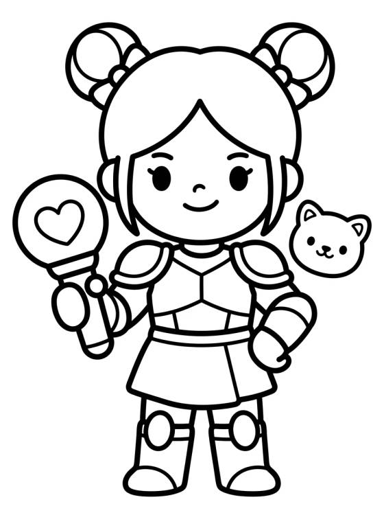 Desenho de K-Pop Leader Warrior with Staff para colorir e imprimir grátis