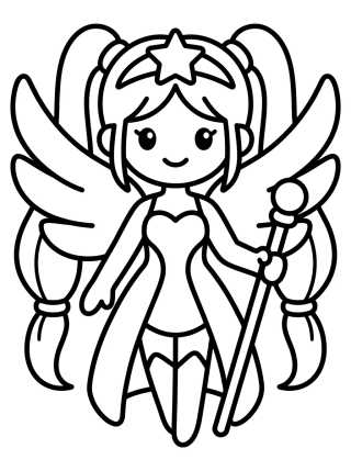 Desenho de Warrior Idol with Angel Wings para colorir e imprimir grátis